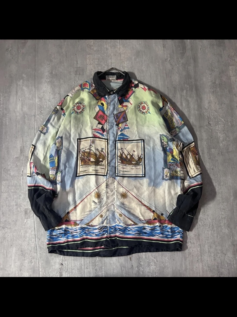 Versace Multicolor Nautical Print Silk Shirt